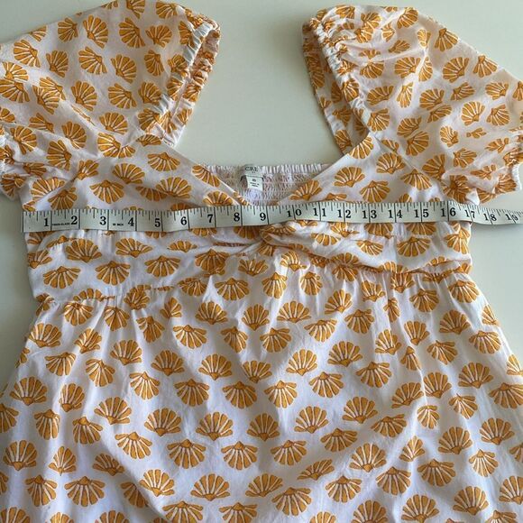 J. Crew Factory Orange Floral Puff-Sleeve Twist-Front Midi Dress Size 8 - Picture 14 of 15